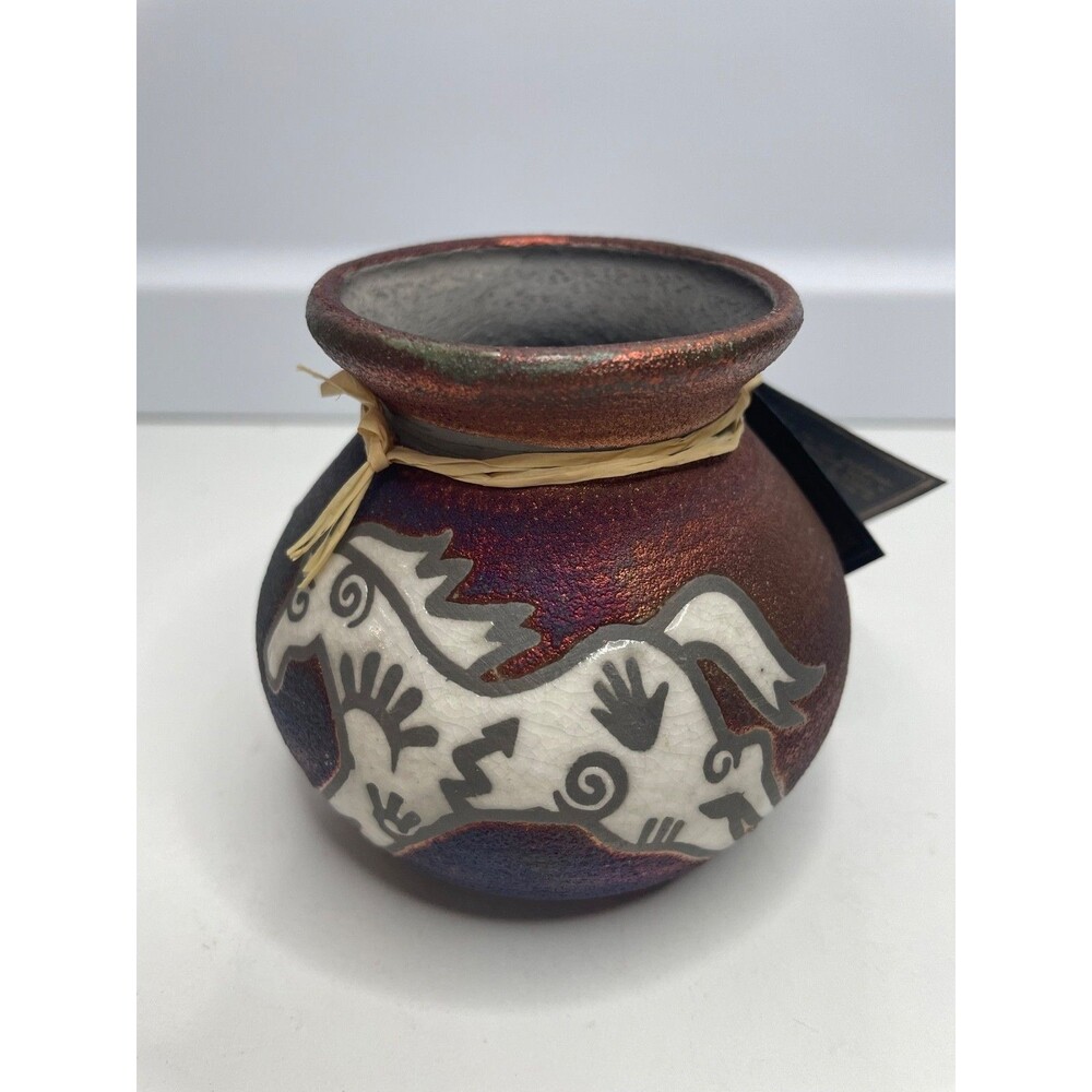 NWT Raku Pottery Small VASE silhouette pottery spirit pony